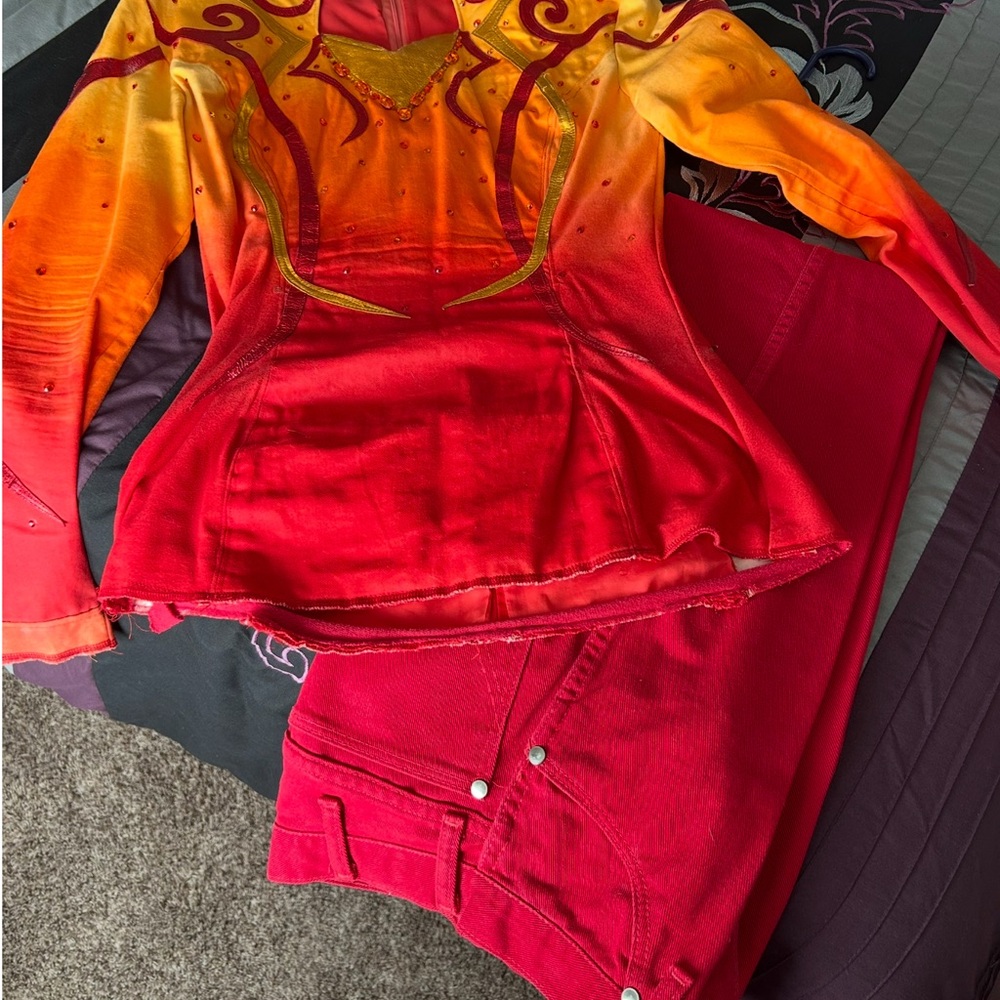 Wrangler Red Garment with Gold horsemanship outfit